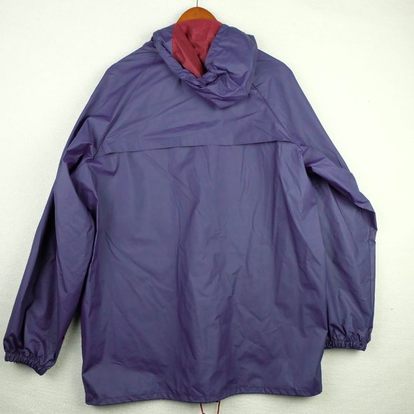 Vintage Mens Rain Coat Large Purple Nylon Waterproof Northern Reflections 80s - Picture 5 of 14
